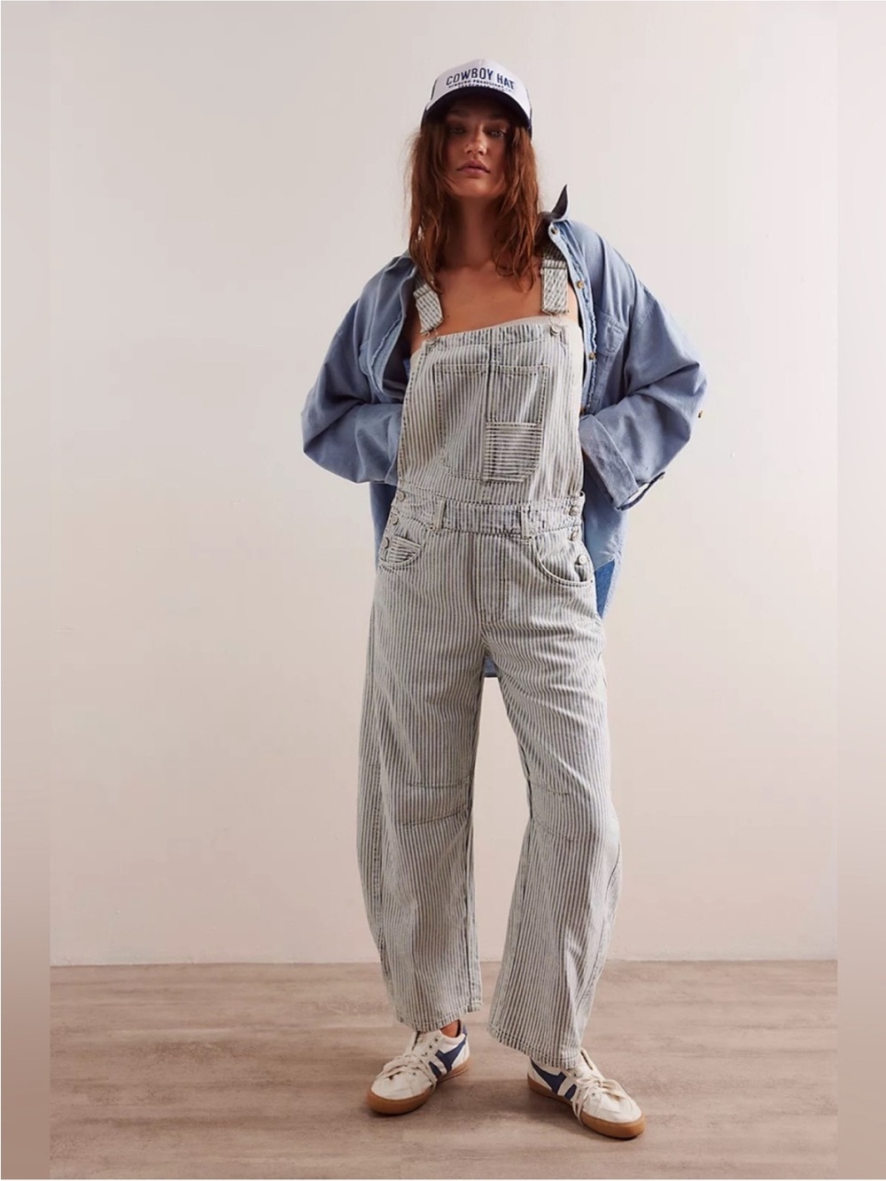 Free People We The Free Good Luck Railroad Striped Overalls